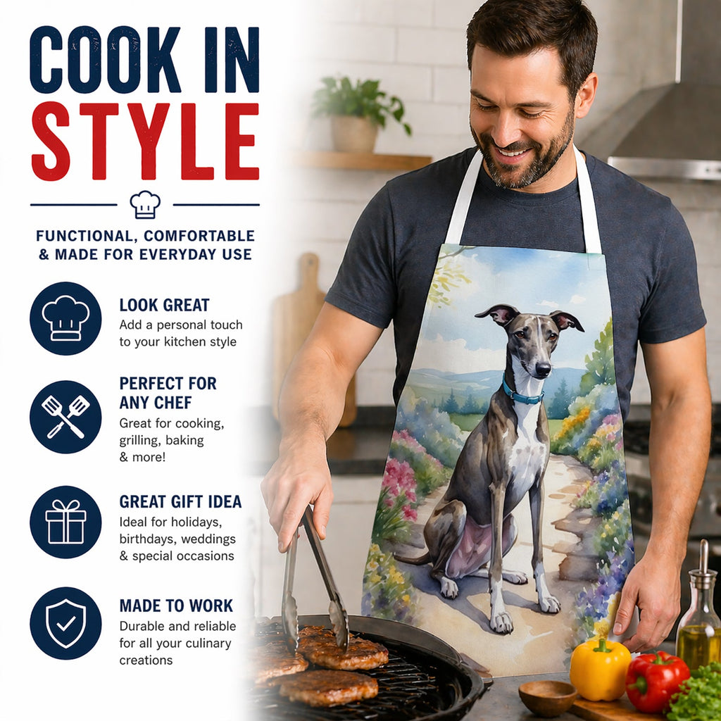 Greyhound Spring Path Apron Cooking Kitchen Server Baking Crafts Gardening for Adult Women Men, Unisex, Large, Multicolor