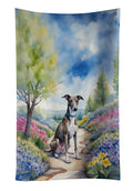 Greyhound Spring Path Kitchen Towel Velour Plush Front and Cotton Loop Back Machine Washable