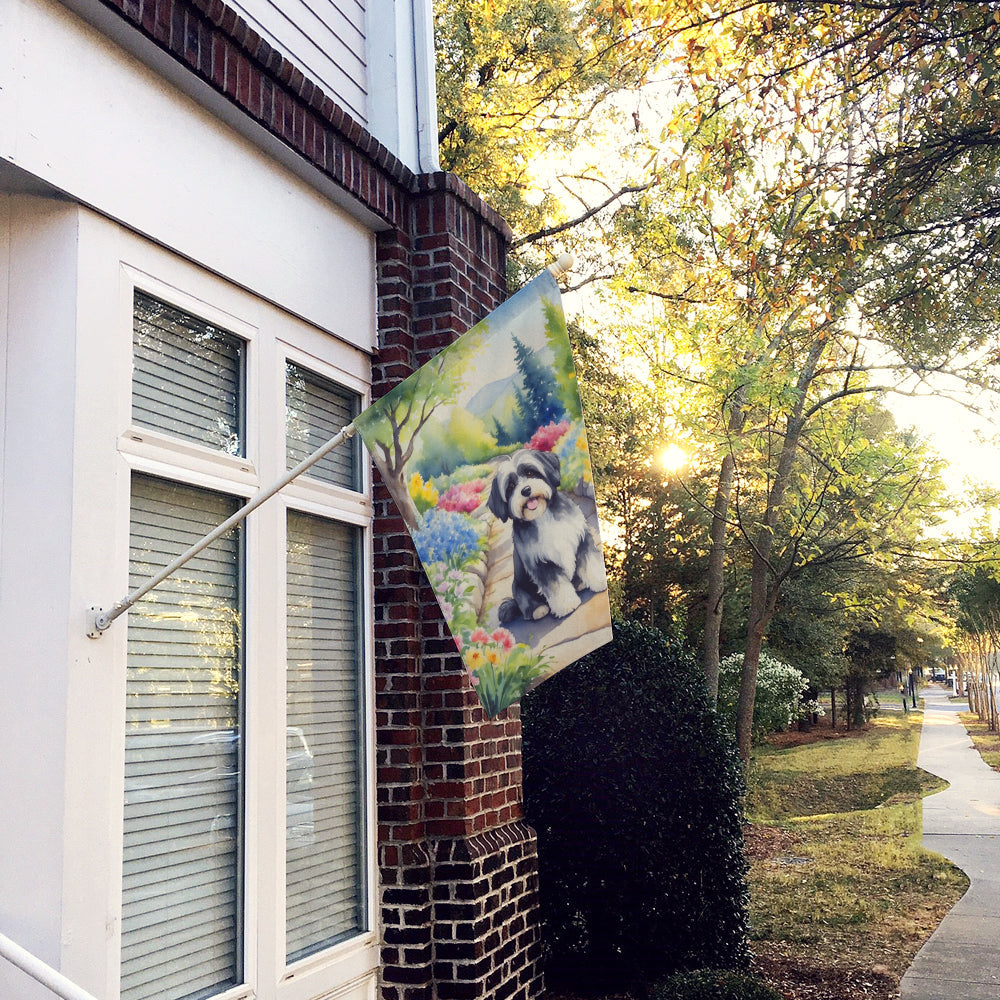 Havanese Spring Path House Flag 28x40 Porch Sleeve Pole Decorative Outside Yard Banner Artwork Wall Hanging, Polyester