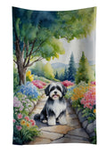Havanese Spring Path Kitchen Towel Velour Plush Front and Cotton Loop Back Machine Washable