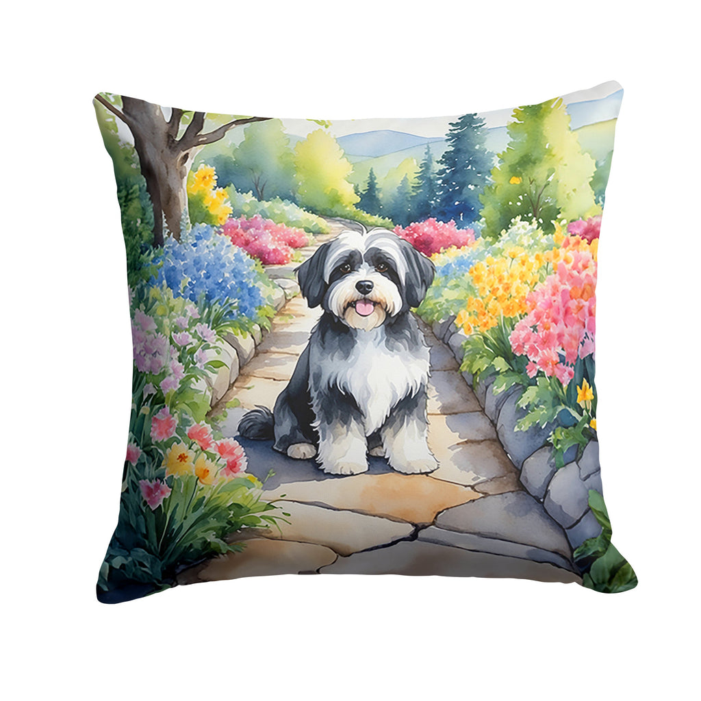 Havanese Spring Path Decorative Throw Pillow 18x18 Indoor Outdoor Accent Cushion, Fabric Cover with Insert for Sofa, Bed, Porch & Living Room