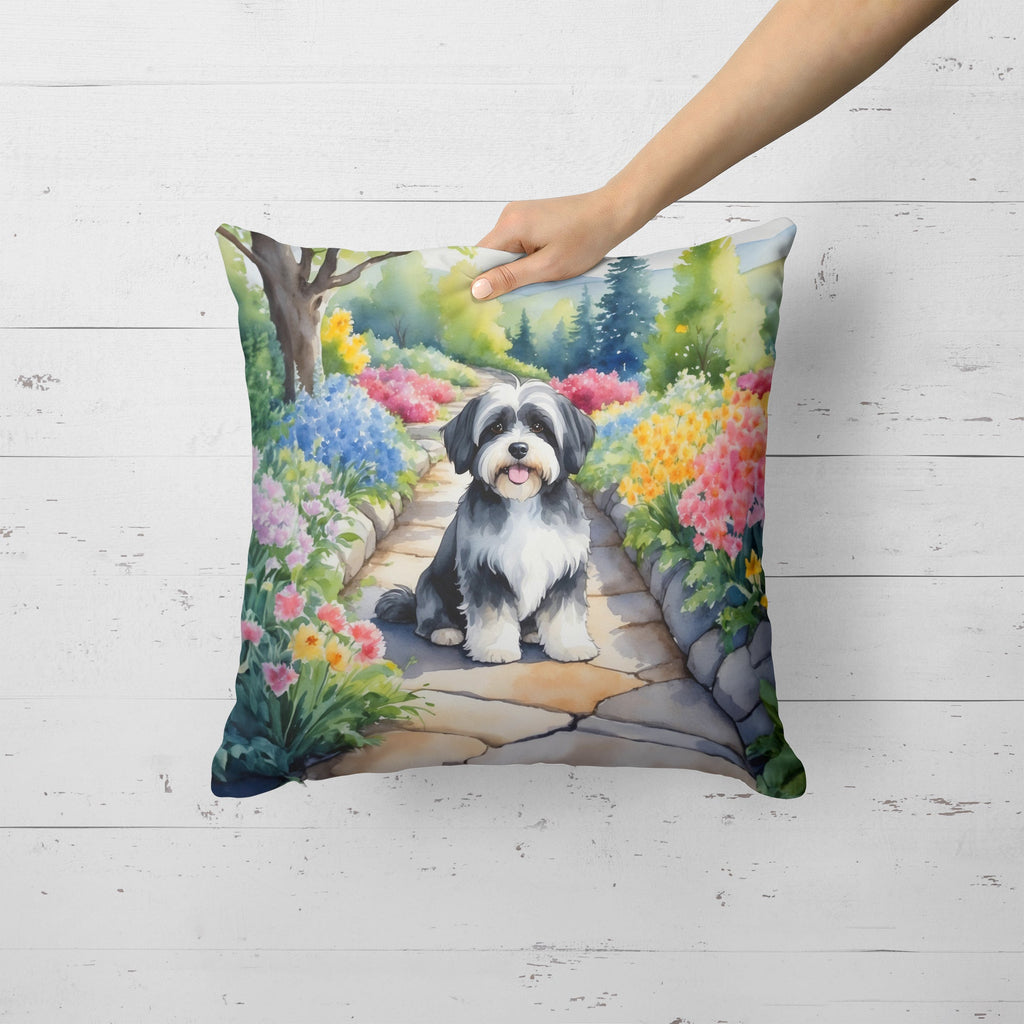 Havanese Spring Path Decorative Throw Pillow 18x18 Indoor Outdoor Accent Cushion, Fabric Cover with Insert for Sofa, Bed, Porch & Living Room