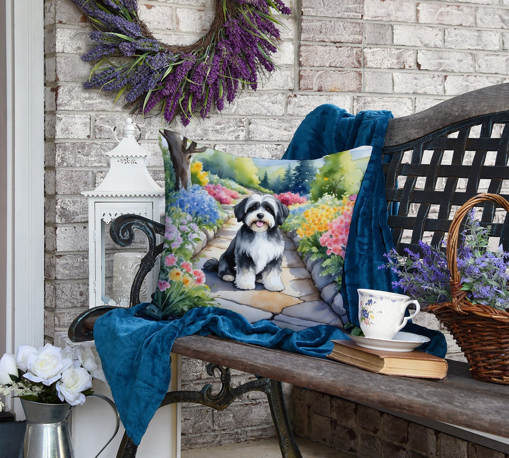 Havanese Spring Path Decorative Throw Pillow 18x18 Indoor Outdoor Accent Cushion, Fabric Cover with Insert for Sofa, Bed, Porch & Living Room