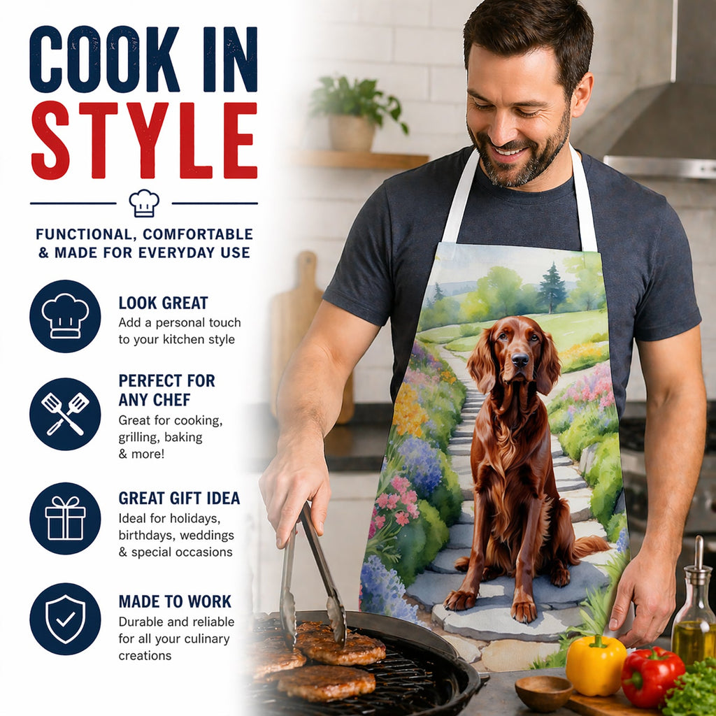 Irish Setter Spring Path Apron Cooking Kitchen Server Baking Crafts Gardening for Adult Women Men, Unisex, Large, Multicolor