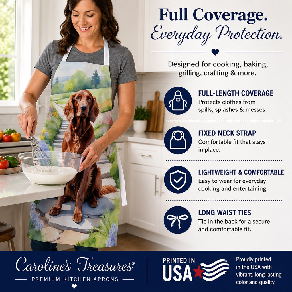 Irish Setter Spring Path Apron Cooking Kitchen Server Baking Crafts Gardening for Adult Women Men, Unisex, Large, Multicolor