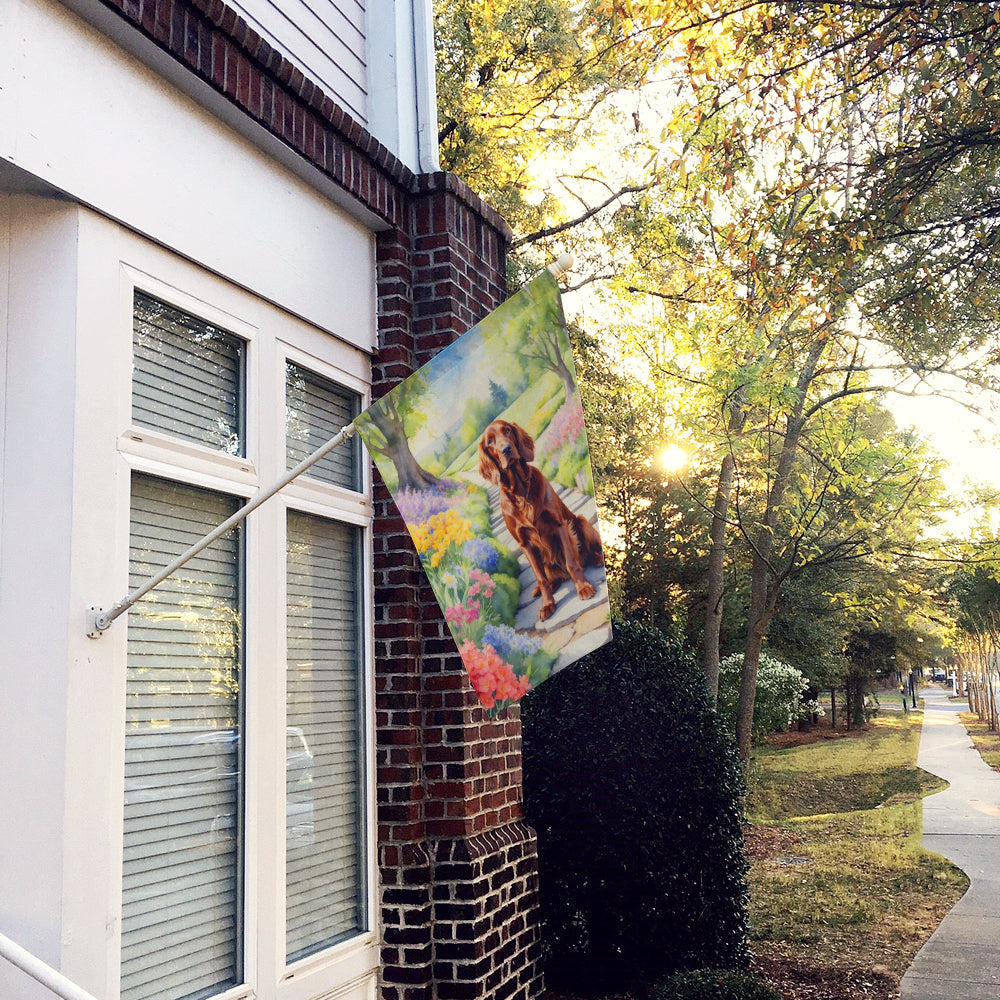 Irish Setter Spring Path House Flag 28x40 Porch Sleeve Pole Decorative Outside Yard Banner Artwork Wall Hanging, Polyester