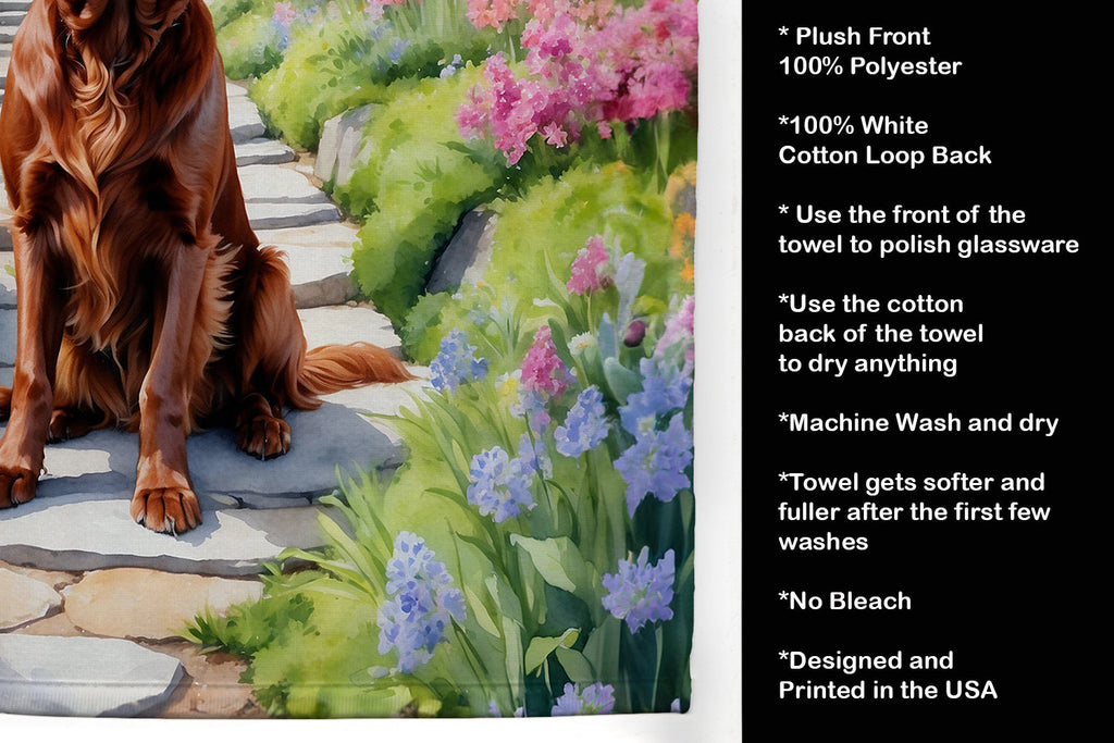Irish Setter Spring Path Kitchen Towel Velour Plush Front and Cotton Loop Back Machine Washable