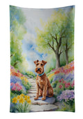 Irish Terrier Spring Path Kitchen Towel Velour Plush Front and Cotton Loop Back Machine Washable