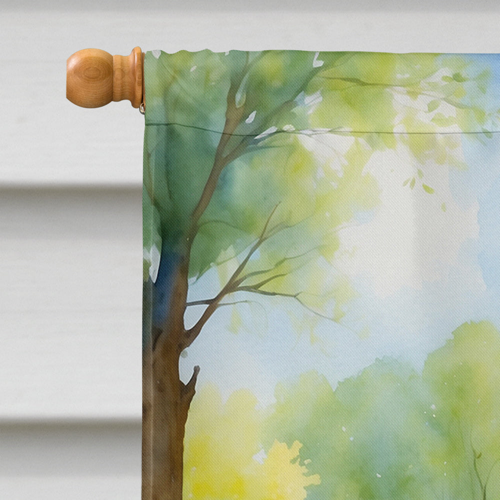 Irish Wolfhound Spring Path House Flag 28x40 Porch Sleeve Pole Decorative Outside Yard Banner Artwork Wall Hanging, Polyester