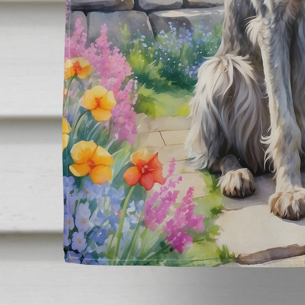 Irish Wolfhound Spring Path House Flag 28x40 Porch Sleeve Pole Decorative Outside Yard Banner Artwork Wall Hanging, Polyester