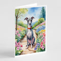 Italian Greyhound Spring Path Greeting Cards Pack of 8 Blank Cards with Envelopes Whimsical A7 Size 5x7
