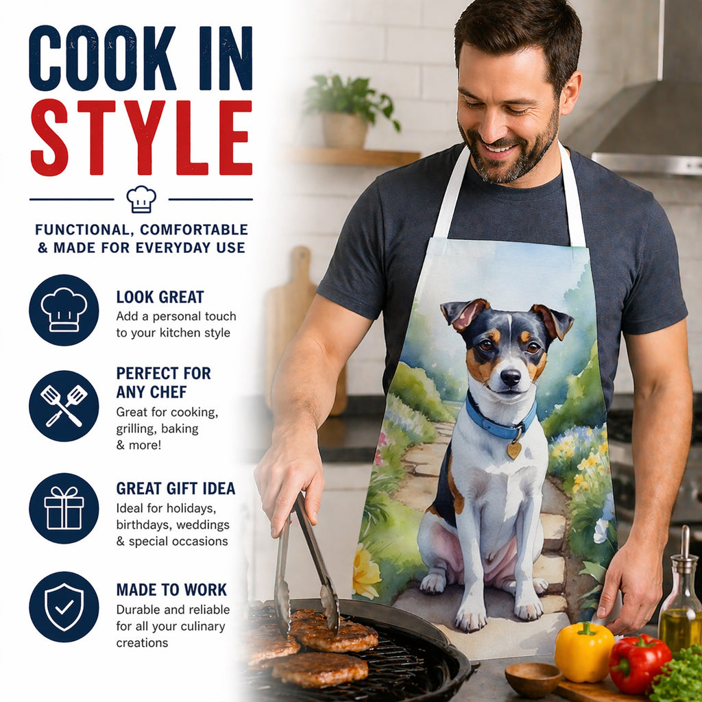 Jack Russell Terrier Spring Path Apron Cooking Kitchen Server Baking Crafts Gardening for Adult Women Men, Unisex, Large, Multicolor