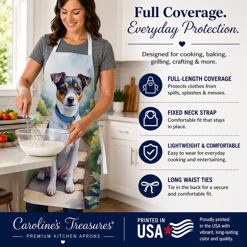 Jack Russell Terrier Spring Path Apron Cooking Kitchen Server Baking Crafts Gardening for Adult Women Men, Unisex, Large, Multicolor