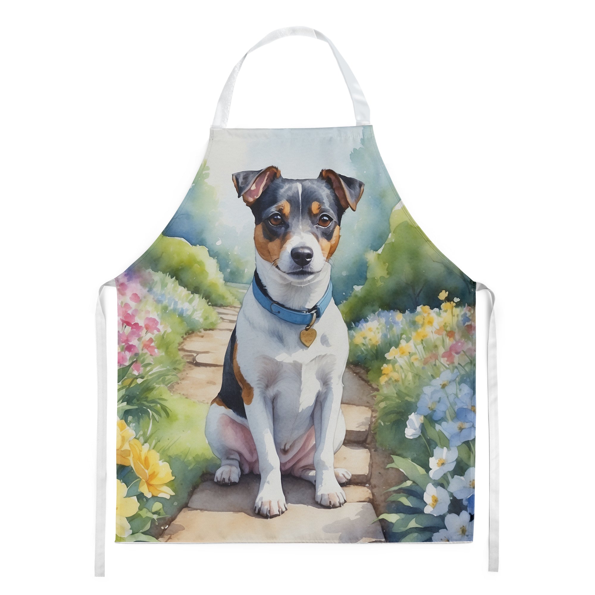 Jack Russell Terrier Spring Path Apron Cooking Kitchen Server Baking Crafts Gardening for Adult Women Men, Unisex, Large, Multicolor