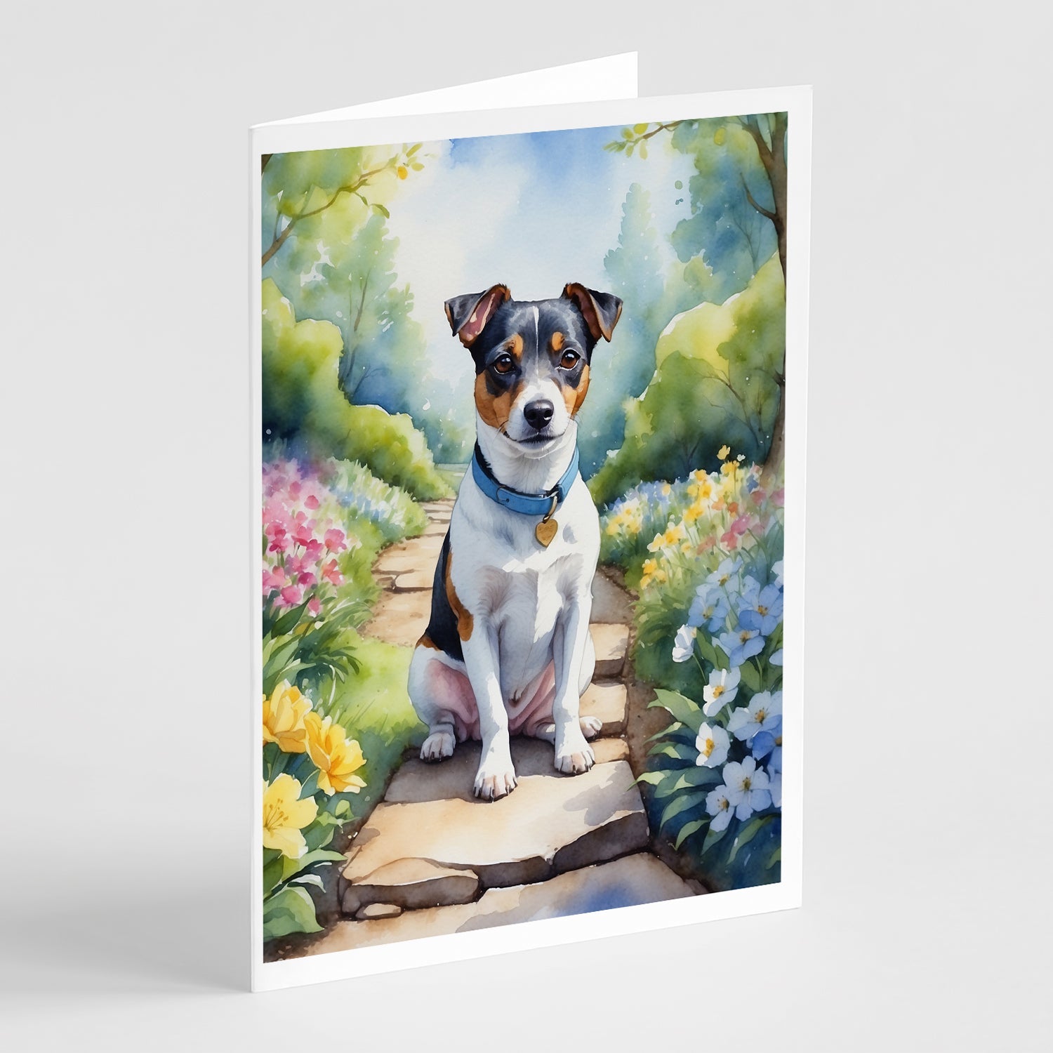 Jack Russell Terrier Spring Path Greeting Cards Pack of 8 Blank Cards with Envelopes Whimsical A7 Size 5x7