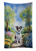 Jack Russell Terrier Spring Path Kitchen Towel Velour Plush Front and Cotton Loop Back Machine Washable