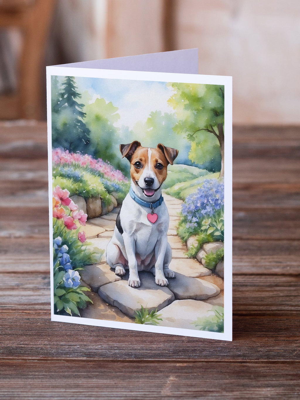 Jack Russell Terrier Spring Path Greeting Cards Pack of 8 Blank Cards with Envelopes Whimsical A7 Size 5x7