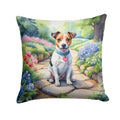 Jack Russell Terrier Spring Path Decorative Throw Pillow 18x18 Indoor Outdoor Accent Cushion, Fabric Cover with Insert for Sofa, Bed, Porch & Living Room