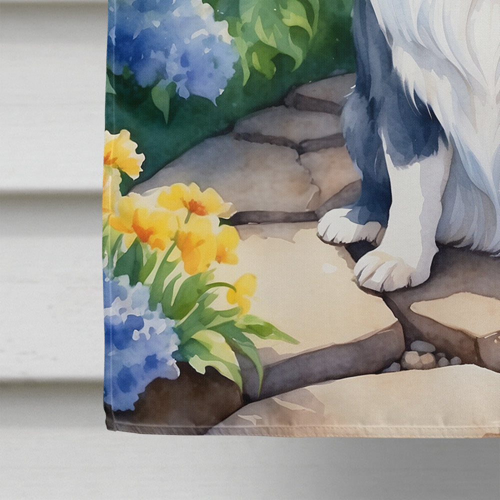 Japanese Chin Spring Path House Flag 28x40 Porch Sleeve Pole Decorative Outside Yard Banner Artwork Wall Hanging, Polyester