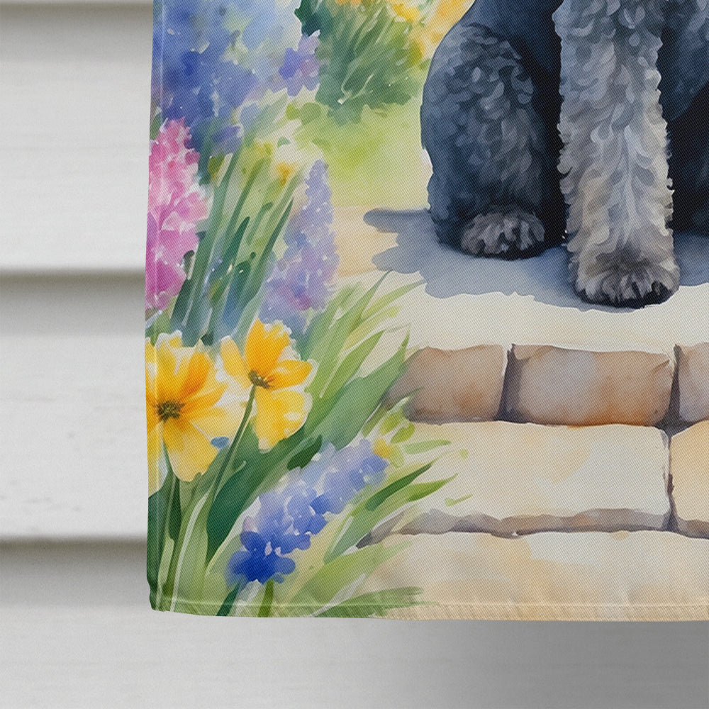 Kerry Blue Terrier Spring Path House Flag 28x40 Porch Sleeve Pole Decorative Outside Yard Banner Artwork Wall Hanging, Polyester