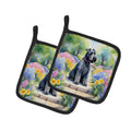 Kerry Blue Terrier Spring Path Pot Holder Set of 2 Heat Resistant Quilted Hot Pads 7.5 x 7.5 Inch, Insulated Kitchen Trivets for Cooking & Baking