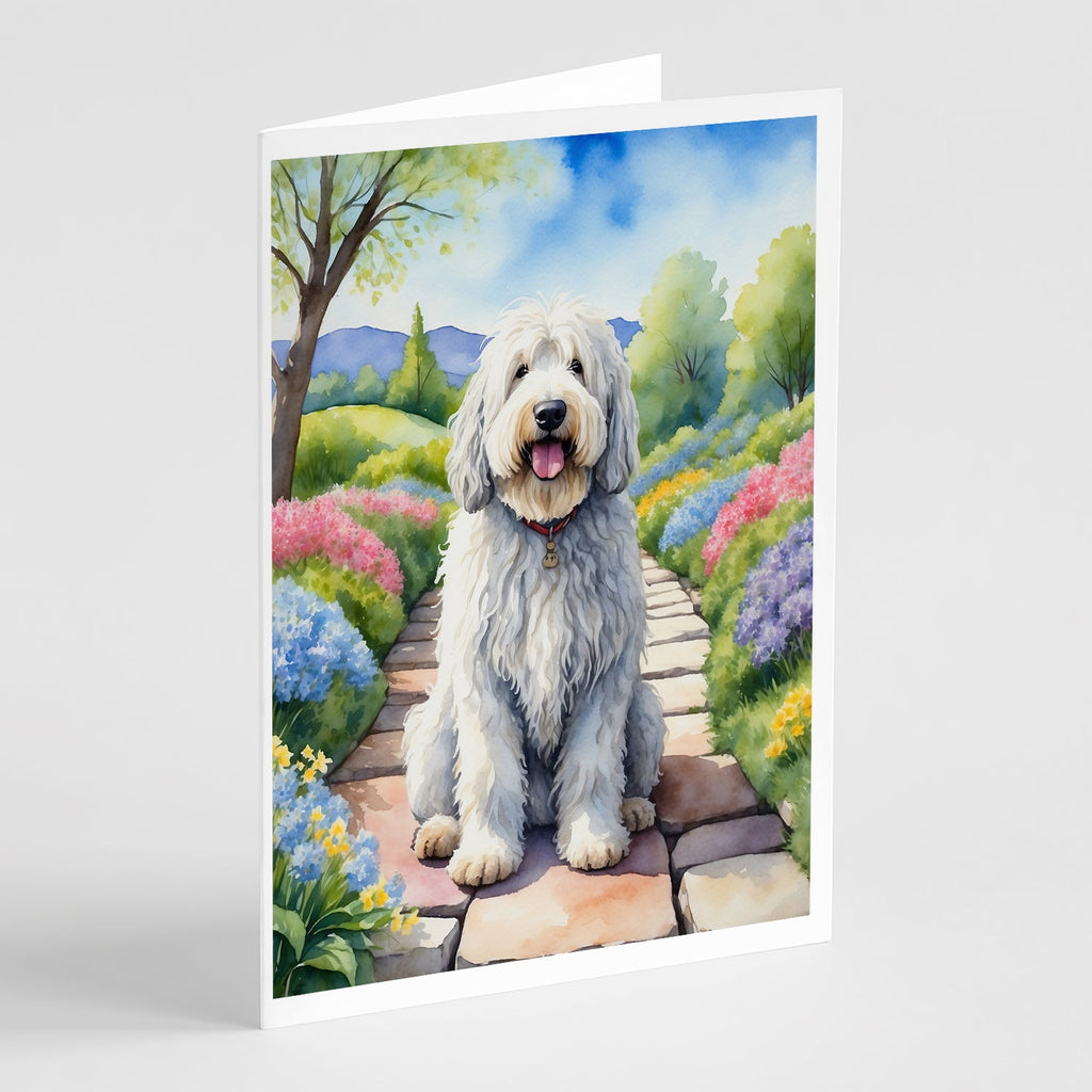 Komondor Spring Path Greeting Cards Pack of 8 Blank Cards with Envelopes Whimsical A7 Size 5x7