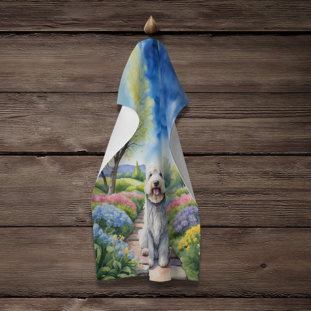 Komondor Spring Path Kitchen Towel Velour Plush Front and Cotton Loop Back Machine Washable