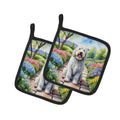Komondor Spring Path Pot Holder Set of 2 Heat Resistant Quilted Hot Pads 7.5 x 7.5 Inch, Insulated Kitchen Trivets for Cooking & Baking
