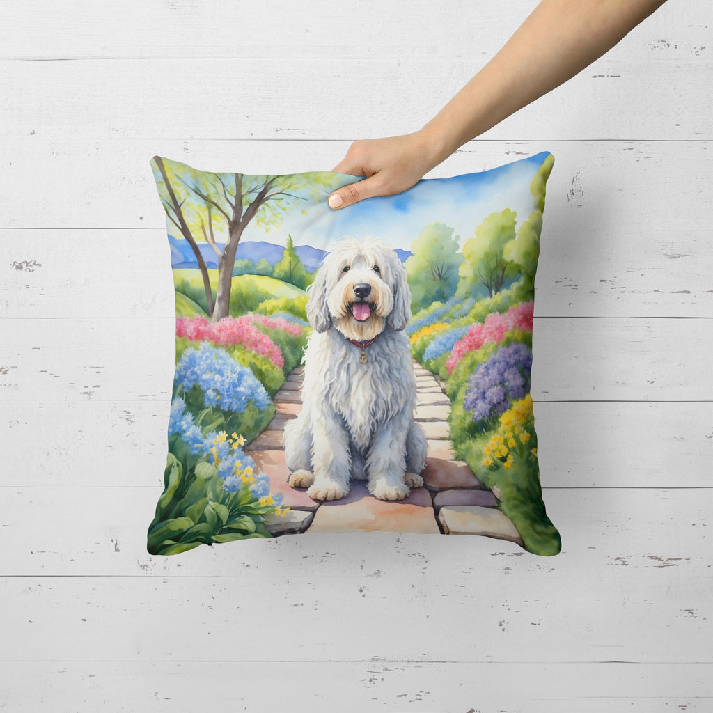 Komondor Spring Path Decorative Throw Pillow 18x18 Indoor Outdoor Accent Cushion, Fabric Cover with Insert for Sofa, Bed, Porch & Living Room