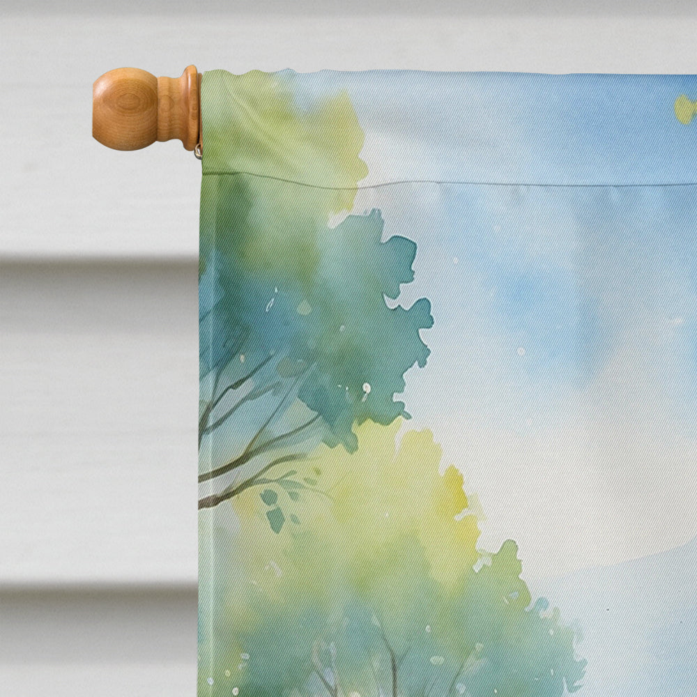 Kuvasz Spring Path House Flag 28x40 Porch Sleeve Pole Decorative Outside Yard Banner Artwork Wall Hanging, Polyester