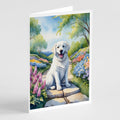 Kuvasz Spring Path Greeting Cards Pack of 8 Blank Cards with Envelopes Whimsical A7 Size 5x7