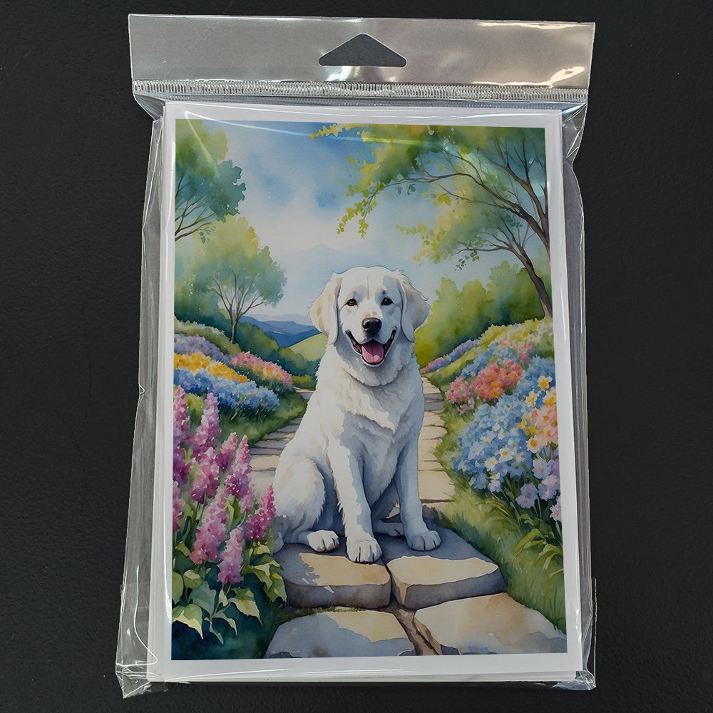 Kuvasz Spring Path Greeting Cards Pack of 8 Blank Cards with Envelopes Whimsical A7 Size 5x7