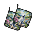 Kuvasz Spring Path Pot Holder Set of 2 Heat Resistant Quilted Hot Pads 7.5 x 7.5 Inch, Insulated Kitchen Trivets for Cooking & Baking