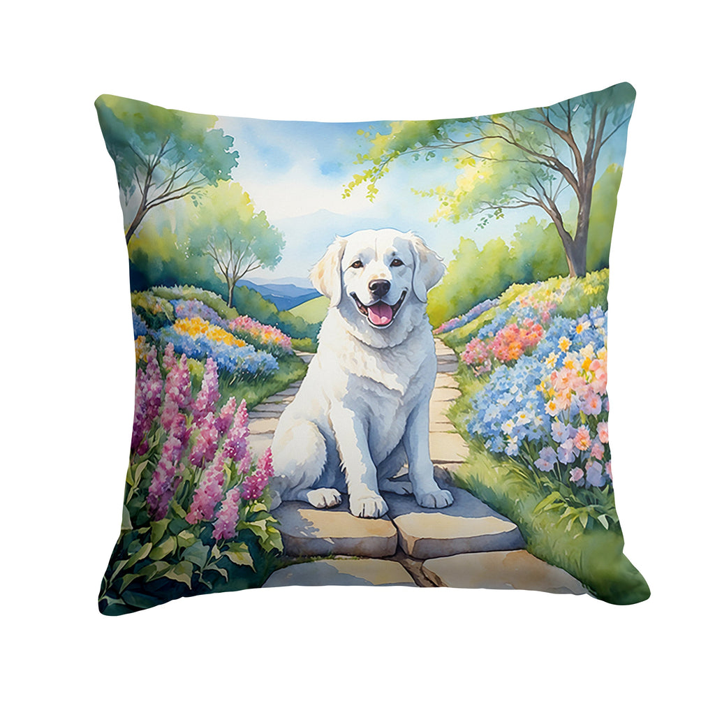 Kuvasz Spring Path Decorative Throw Pillow 18x18 Indoor Outdoor Accent Cushion, Fabric Cover with Insert for Sofa, Bed, Porch & Living Room