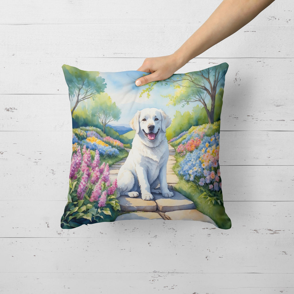 Kuvasz Spring Path Decorative Throw Pillow 18x18 Indoor Outdoor Accent Cushion, Fabric Cover with Insert for Sofa, Bed, Porch & Living Room