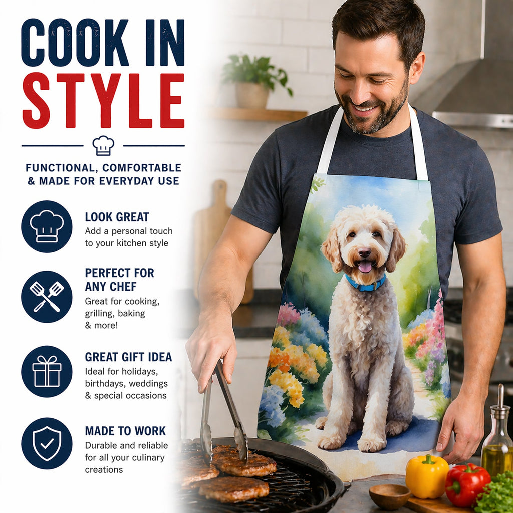 Labradoodle Spring Path Apron Cooking Kitchen Server Baking Crafts Gardening for Adult Women Men, Unisex, Large, Multicolor