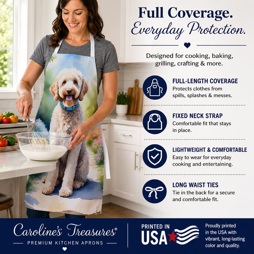 Labradoodle Spring Path Apron Cooking Kitchen Server Baking Crafts Gardening for Adult Women Men, Unisex, Large, Multicolor
