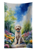 Labradoodle Spring Path Kitchen Towel Velour Plush Front and Cotton Loop Back Machine Washable