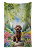 Labradoodle Spring Path Kitchen Towel Velour Plush Front and Cotton Loop Back Machine Washable