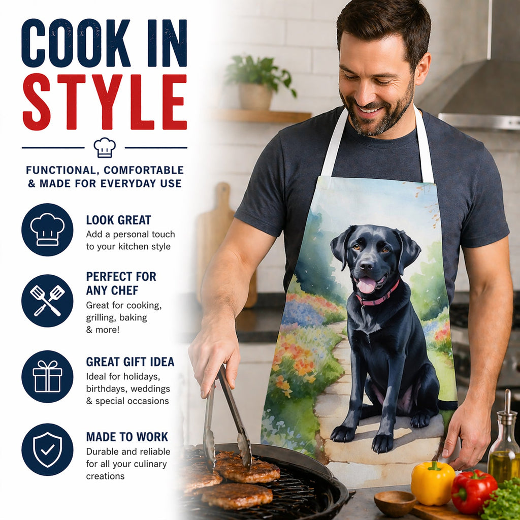 Labrador Retriever Spring Path Apron Cooking Kitchen Server Baking Crafts Gardening for Adult Women Men, Unisex, Large, Multicolor