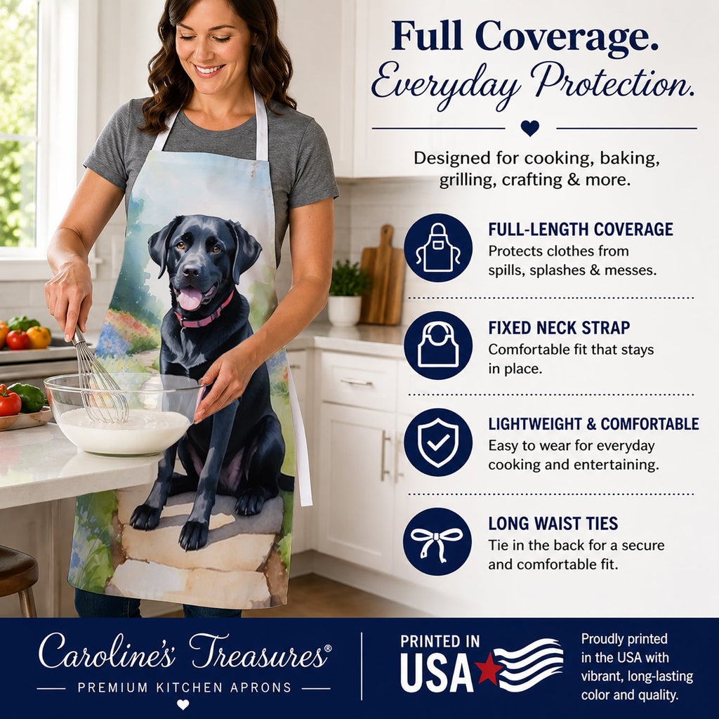 Labrador Retriever Spring Path Apron Cooking Kitchen Server Baking Crafts Gardening for Adult Women Men, Unisex, Large, Multicolor