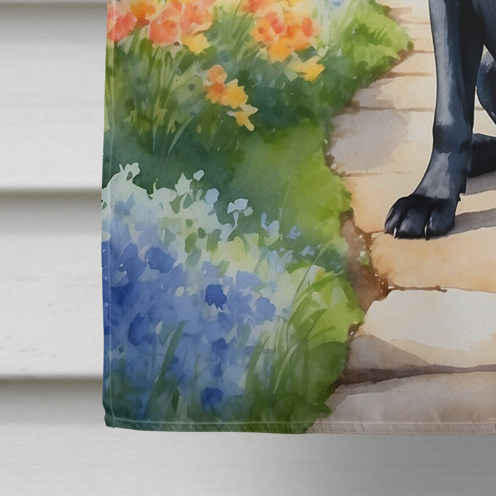 Labrador Retriever Spring Path House Flag 28x40 Porch Sleeve Pole Decorative Outside Yard Banner Artwork Wall Hanging, Polyester
