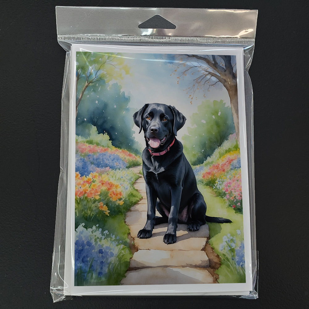 Labrador Retriever Spring Path Greeting Cards Pack of 8 Blank Cards with Envelopes Whimsical A7 Size 5x7