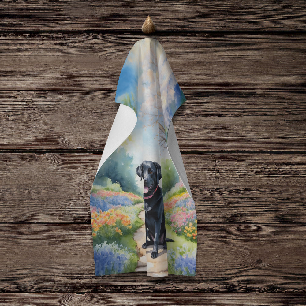 Labrador Retriever Spring Path Kitchen Towel Velour Plush Front and Cotton Loop Back Machine Washable