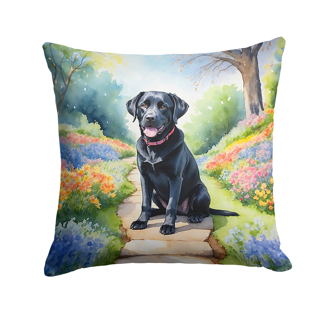 Labrador Retriever Spring Path Decorative Throw Pillow 14x14 Indoor Outdoor Accent Cushion, Fabric Cover with Insert for Sofa, Bed, Porch & Living Room