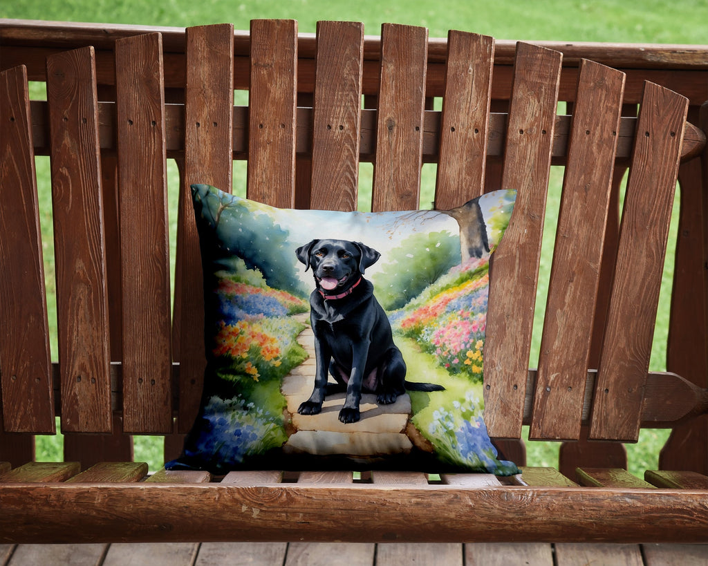 Labrador Retriever Spring Path Decorative Throw Pillow 14x14 Indoor Outdoor Accent Cushion, Fabric Cover with Insert for Sofa, Bed, Porch & Living Room