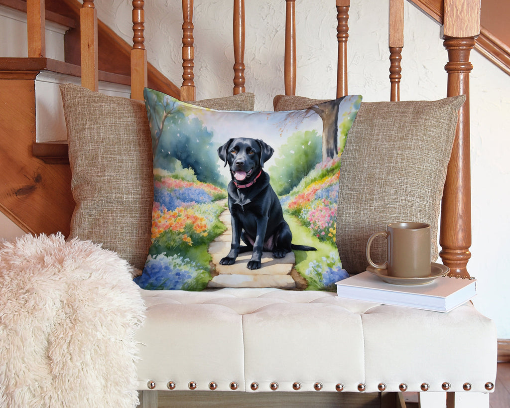 Labrador Retriever Spring Path Decorative Throw Pillow 14x14 Indoor Outdoor Accent Cushion, Fabric Cover with Insert for Sofa, Bed, Porch & Living Room