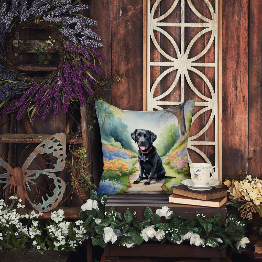 Labrador Retriever Spring Path Decorative Throw Pillow 14x14 Indoor Outdoor Accent Cushion, Fabric Cover with Insert for Sofa, Bed, Porch & Living Room