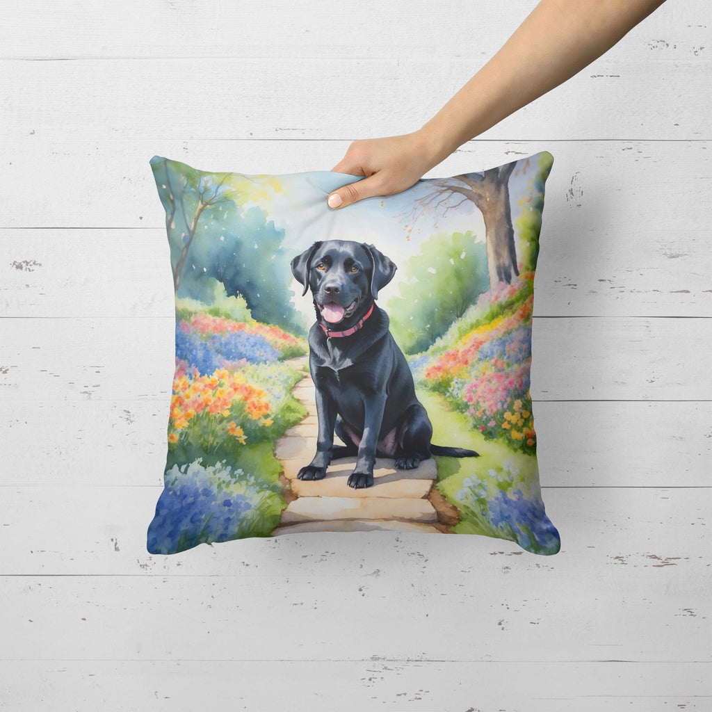 Labrador Retriever Spring Path Decorative Throw Pillow 18x18 Indoor Outdoor Accent Cushion, Fabric Cover with Insert for Sofa, Bed, Porch & Living Room