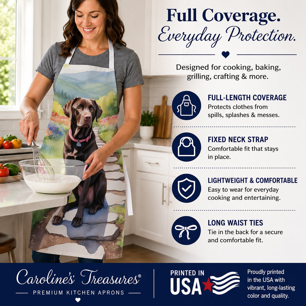 Labrador Retriever Spring Path Apron Cooking Kitchen Server Baking Crafts Gardening for Adult Women Men, Unisex, Large, Multicolor